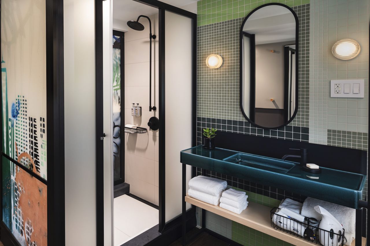  Bathroom vanity + rain shower